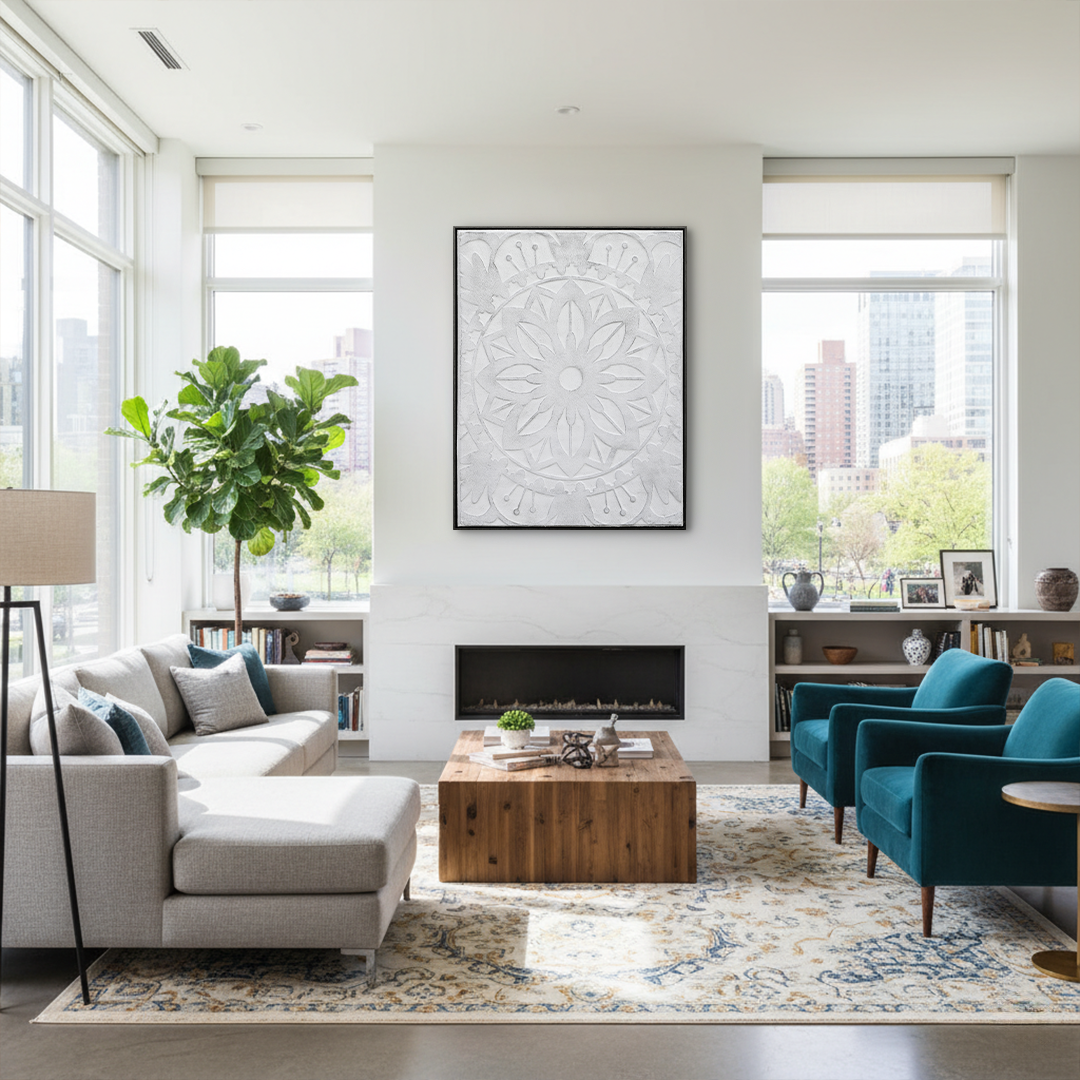 Celestial Harmony 3D Textured Mandala Handmade Wall Painting