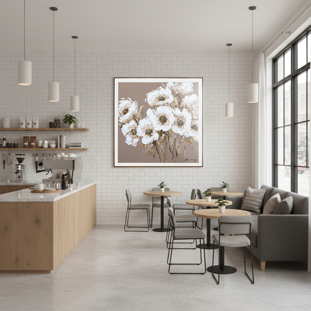 Golden Blossom Bouquet Handmade Wall Textured Painting