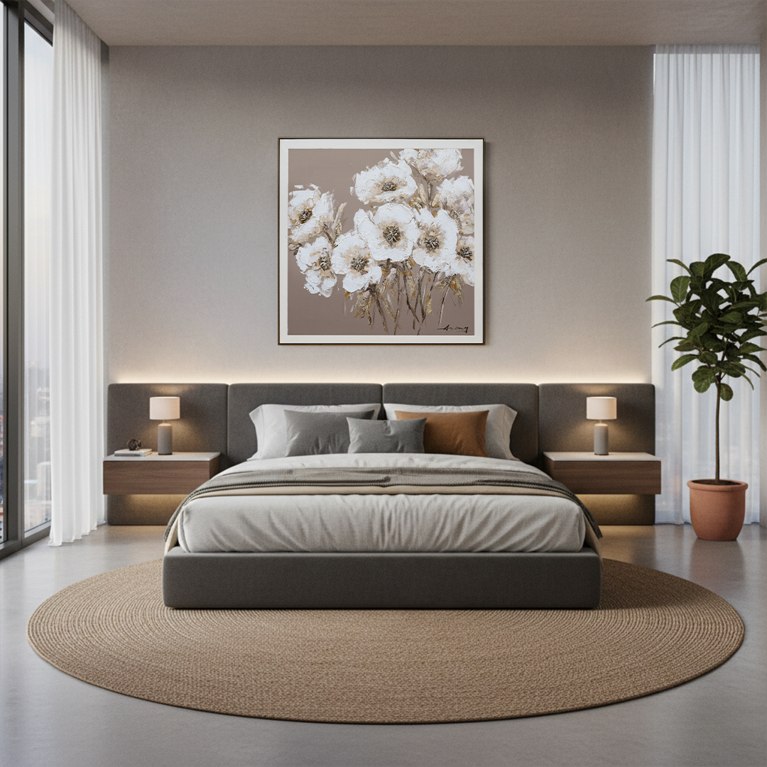 Golden Blossom Bouquet Handmade Wall Textured Painting