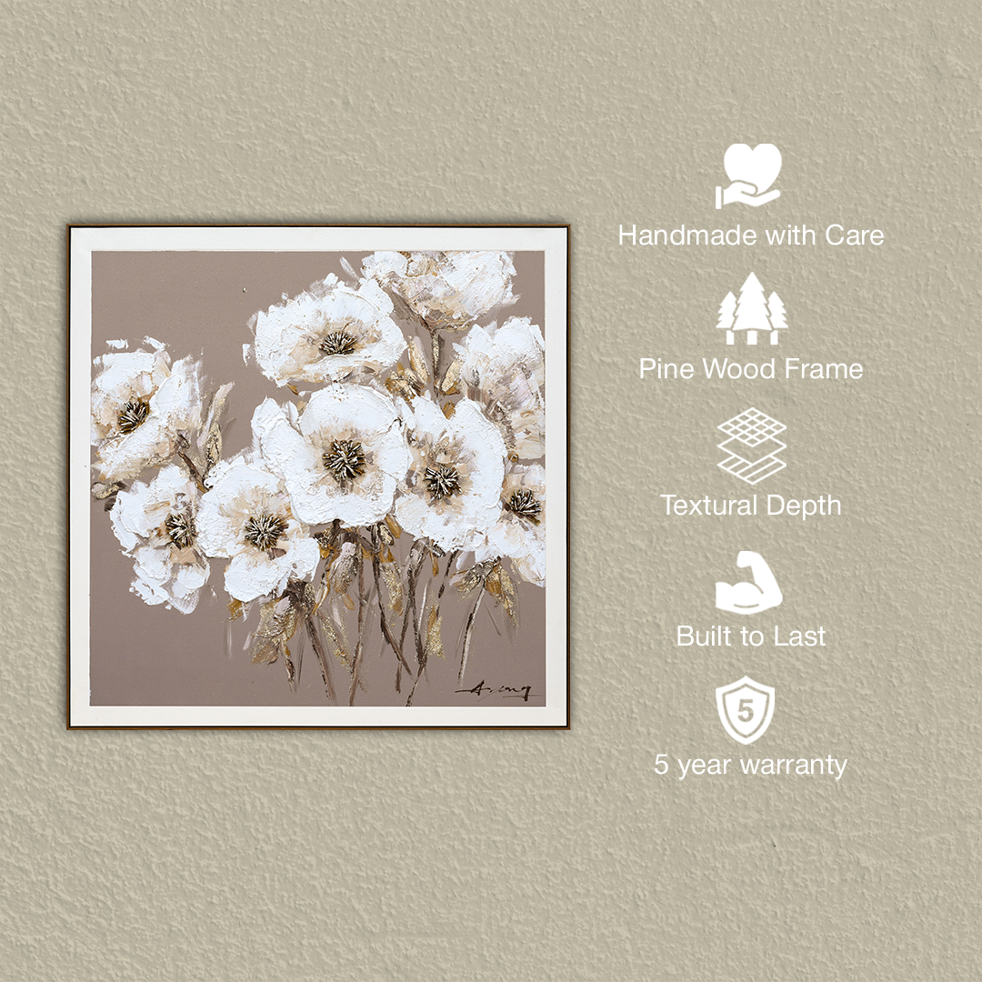Golden Blossom Bouquet Handmade Wall Textured Painting