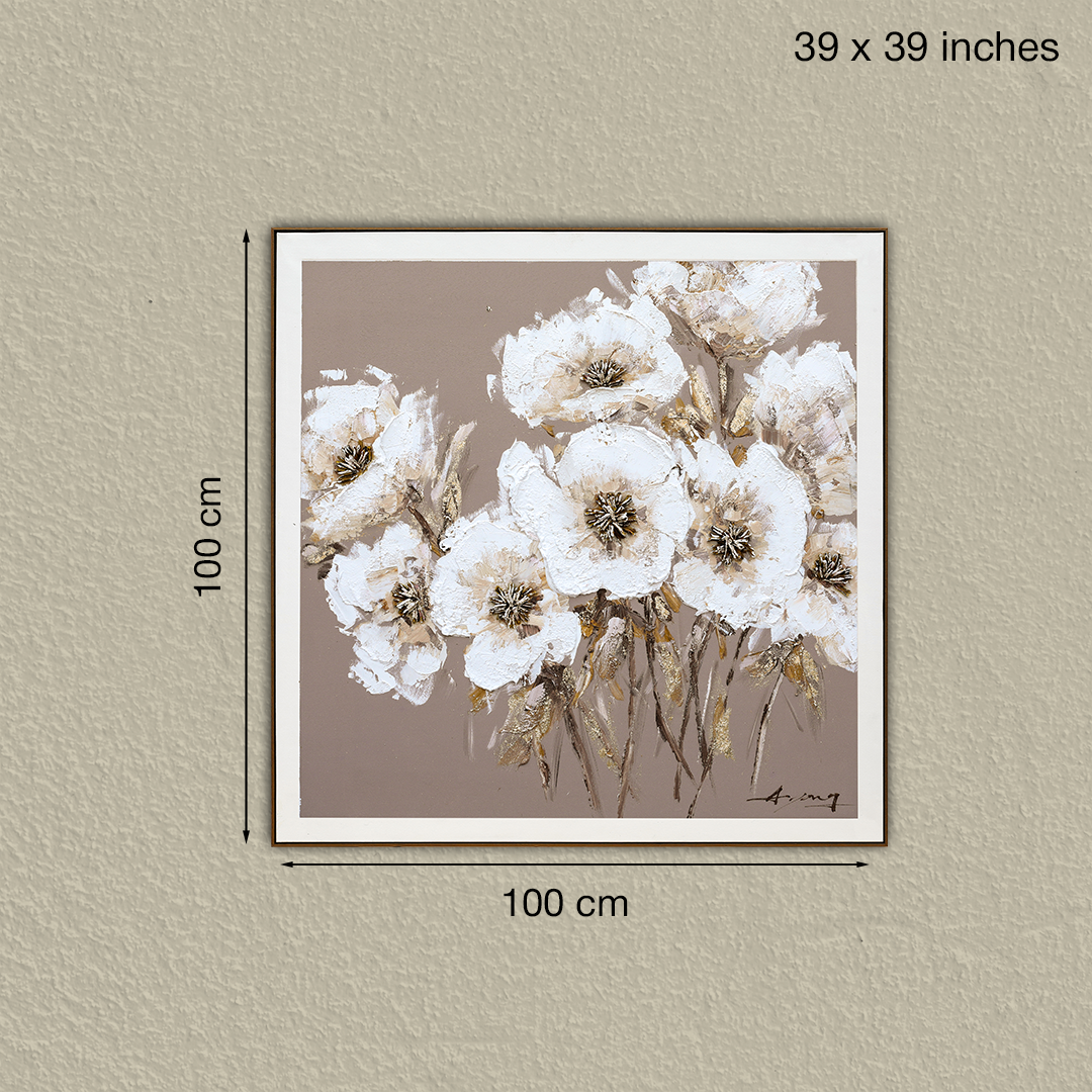 Golden Blossom Bouquet Handmade Wall Textured Painting