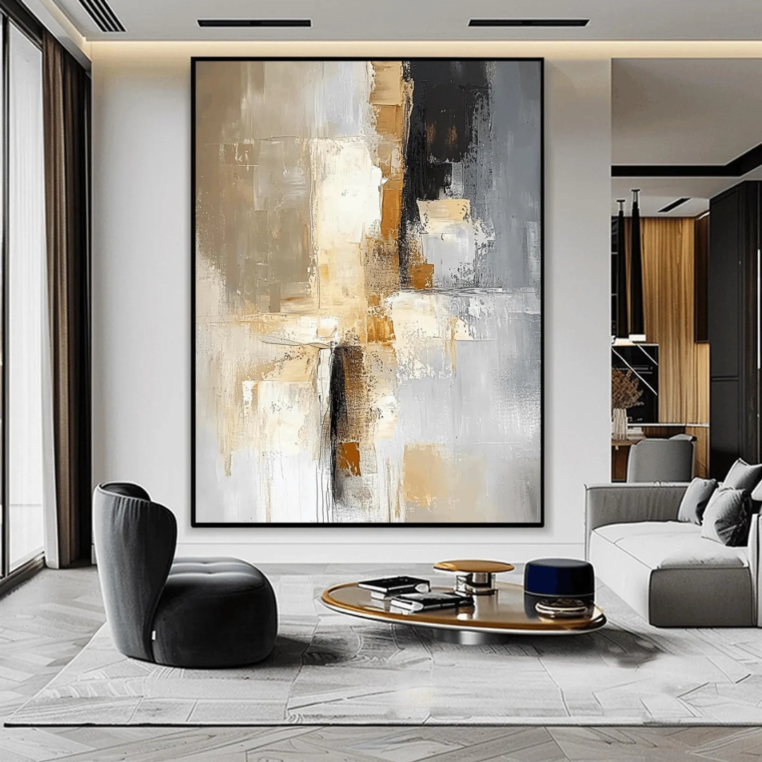 Golden Haze Luxe - Handmade Wall Painting