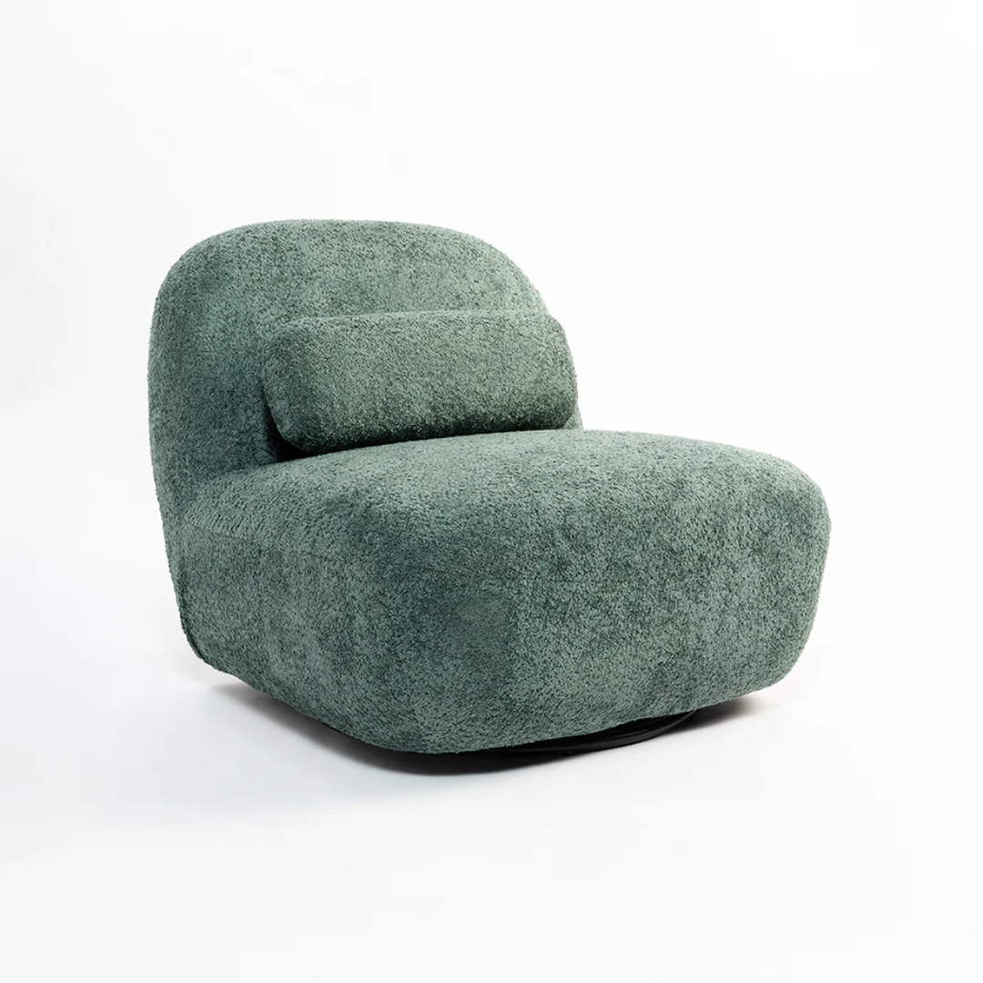 Luna Bouclé Swivel Chair - Green