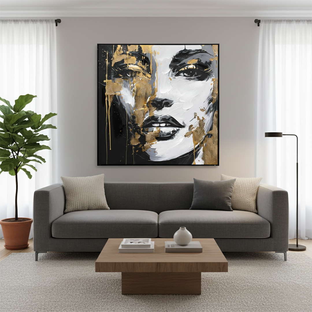 Midnight Radiance Handmade Textured Wall Painting
