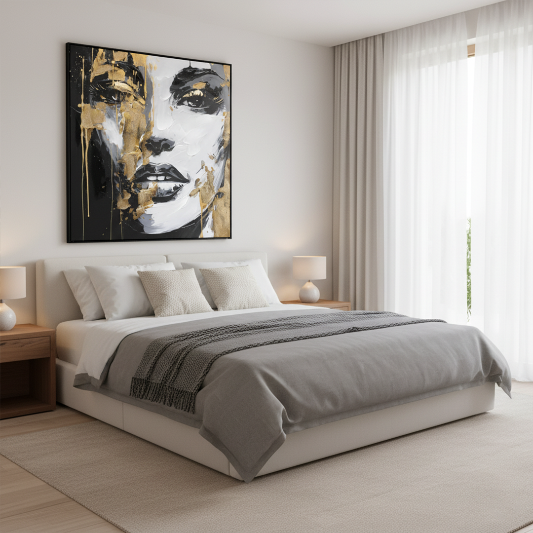 Midnight Radiance Handmade Textured Wall Painting