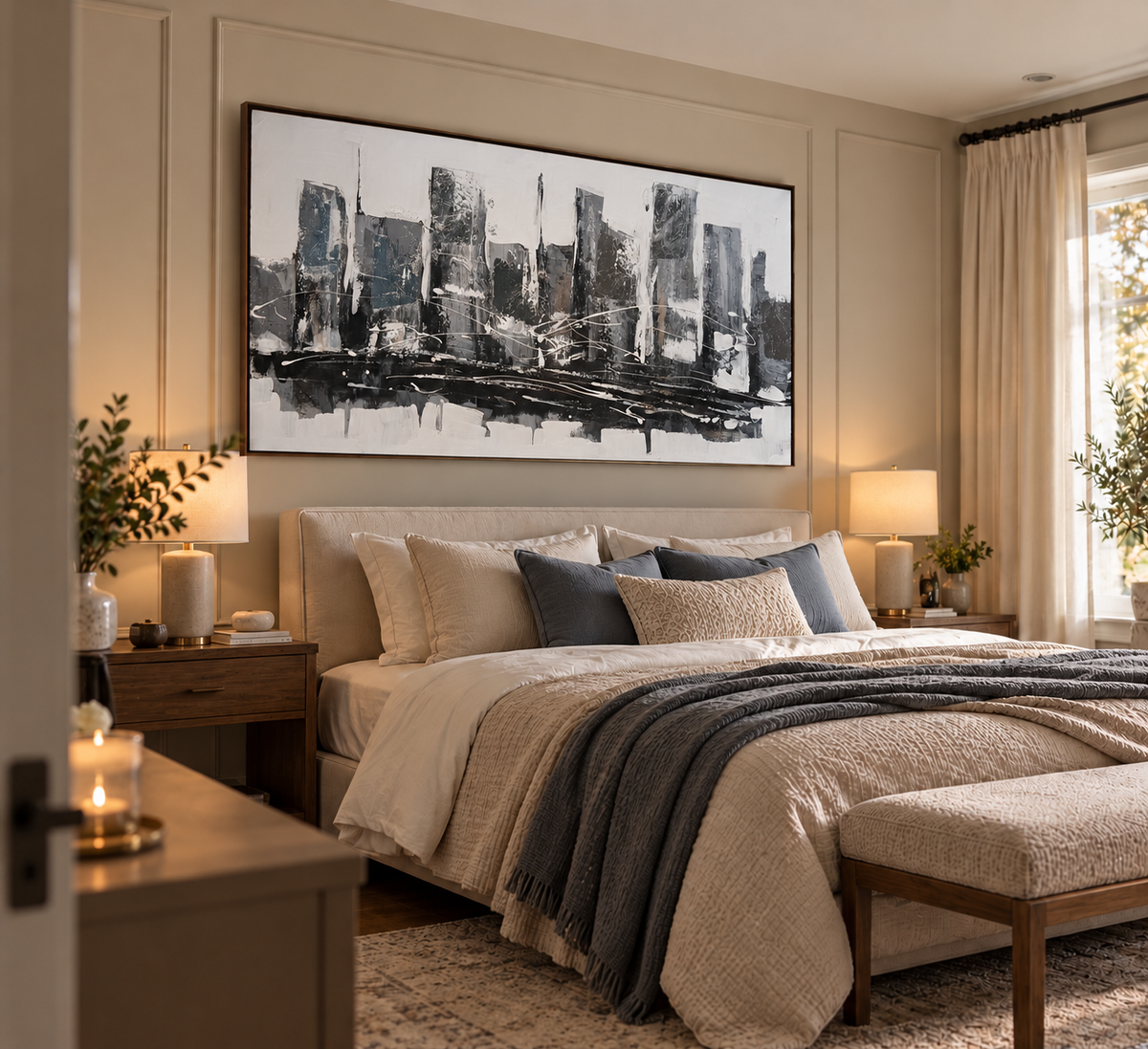Obsidian Horizon Handmade Textured Wall Painting