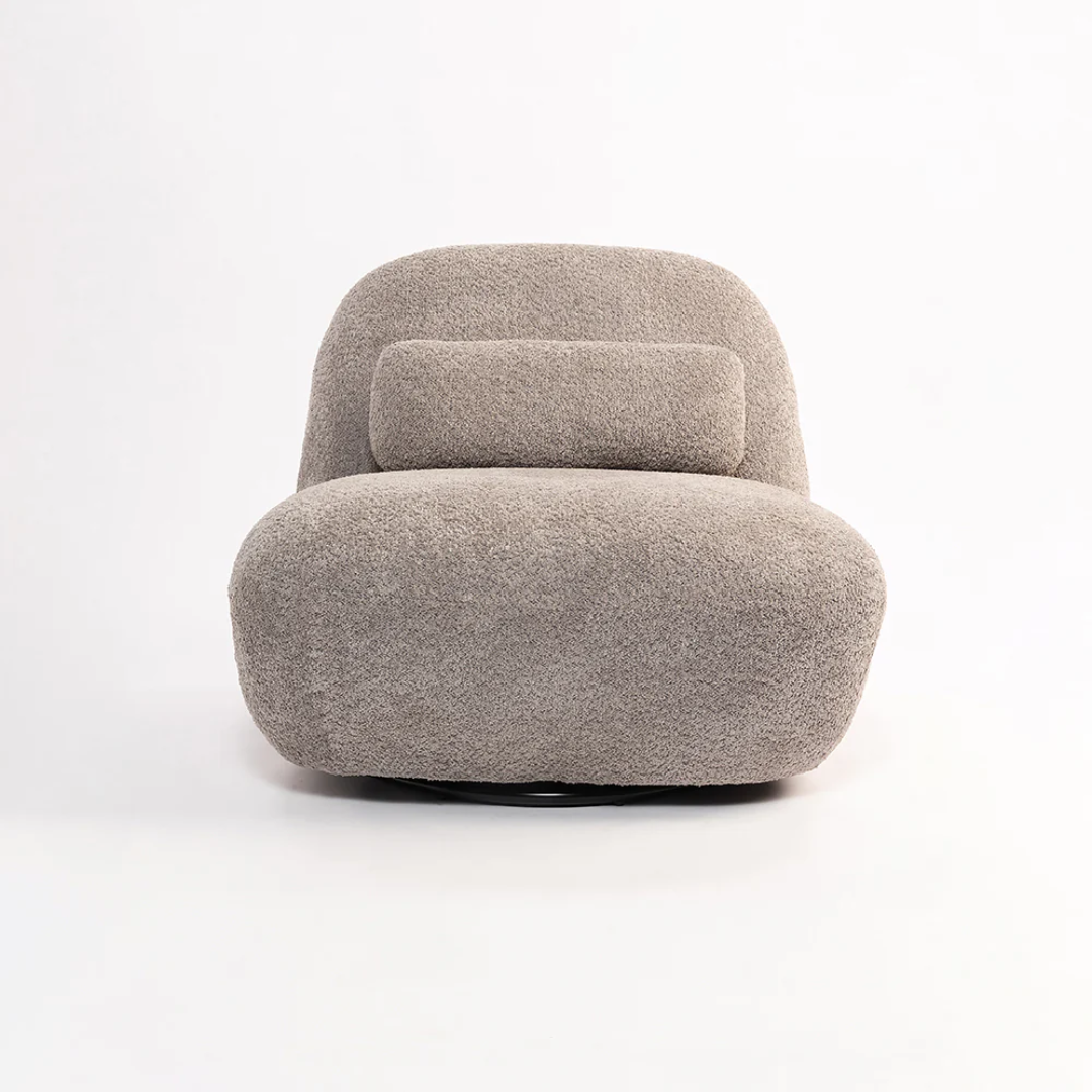 Luna Bouclé Swivel Chair - Grey