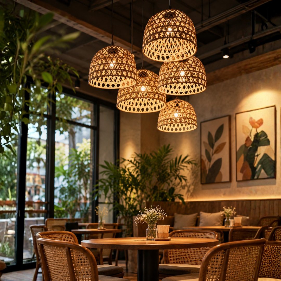 Dome Cane Pendant Light
