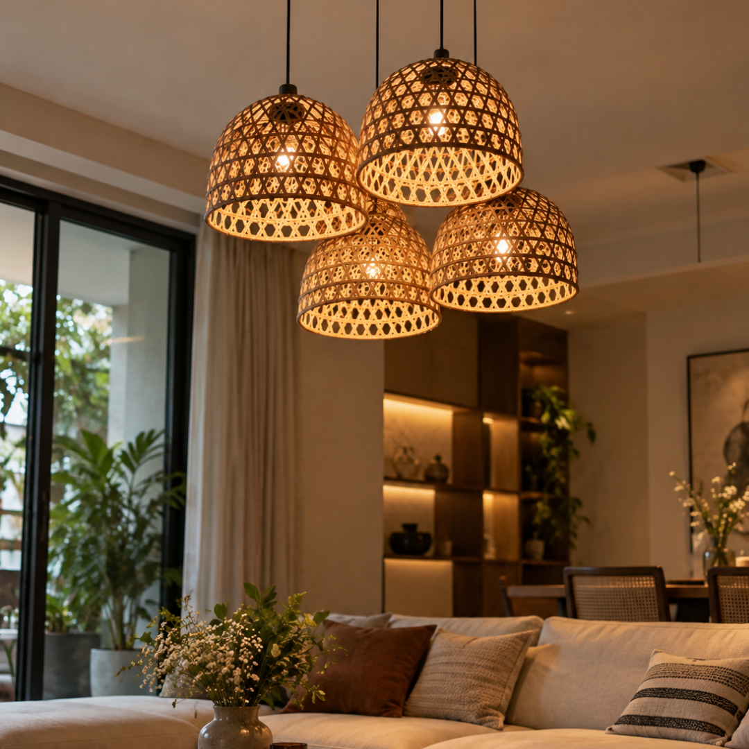 Dome Cane Pendant Light