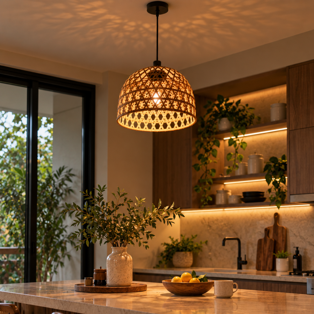 Dome Cane Pendant Light