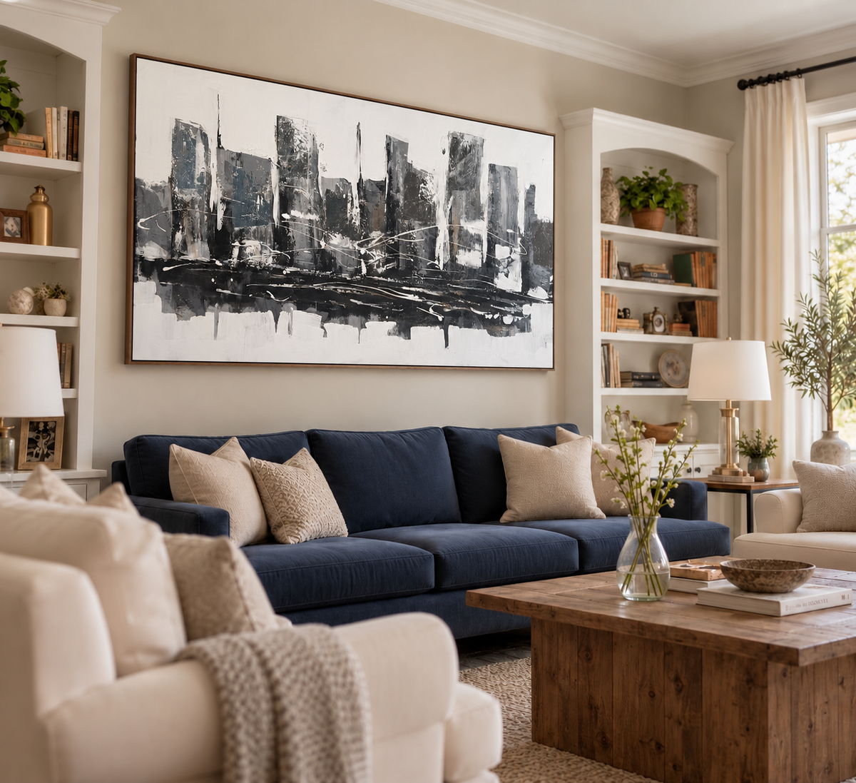 Obsidian Horizon Handmade Textured Wall Painting