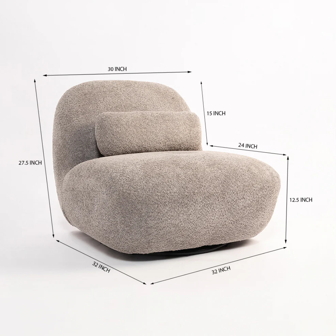 Luna Bouclé Swivel Chair - Grey