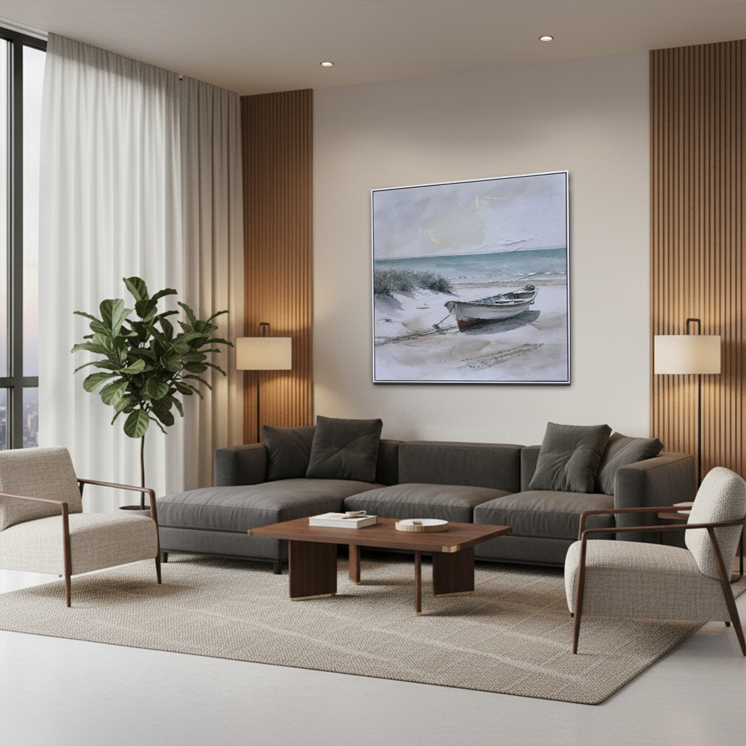 Coastal Serenity Handmade Wall Textured Painting