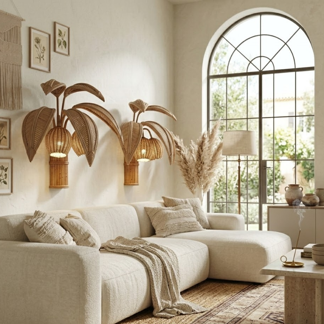 Palm Haven Rattan Sconce