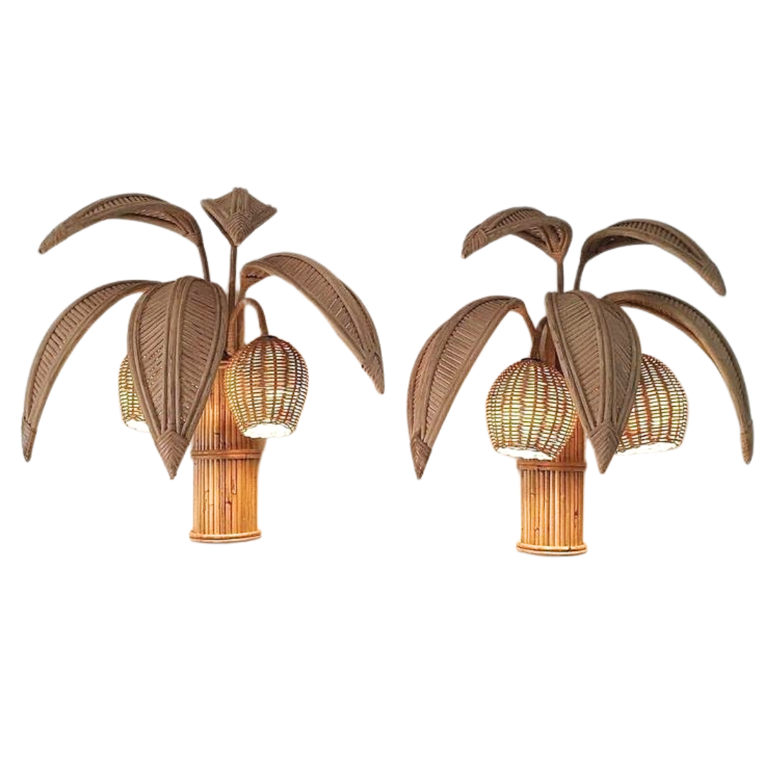 Palm Haven Rattan Sconce