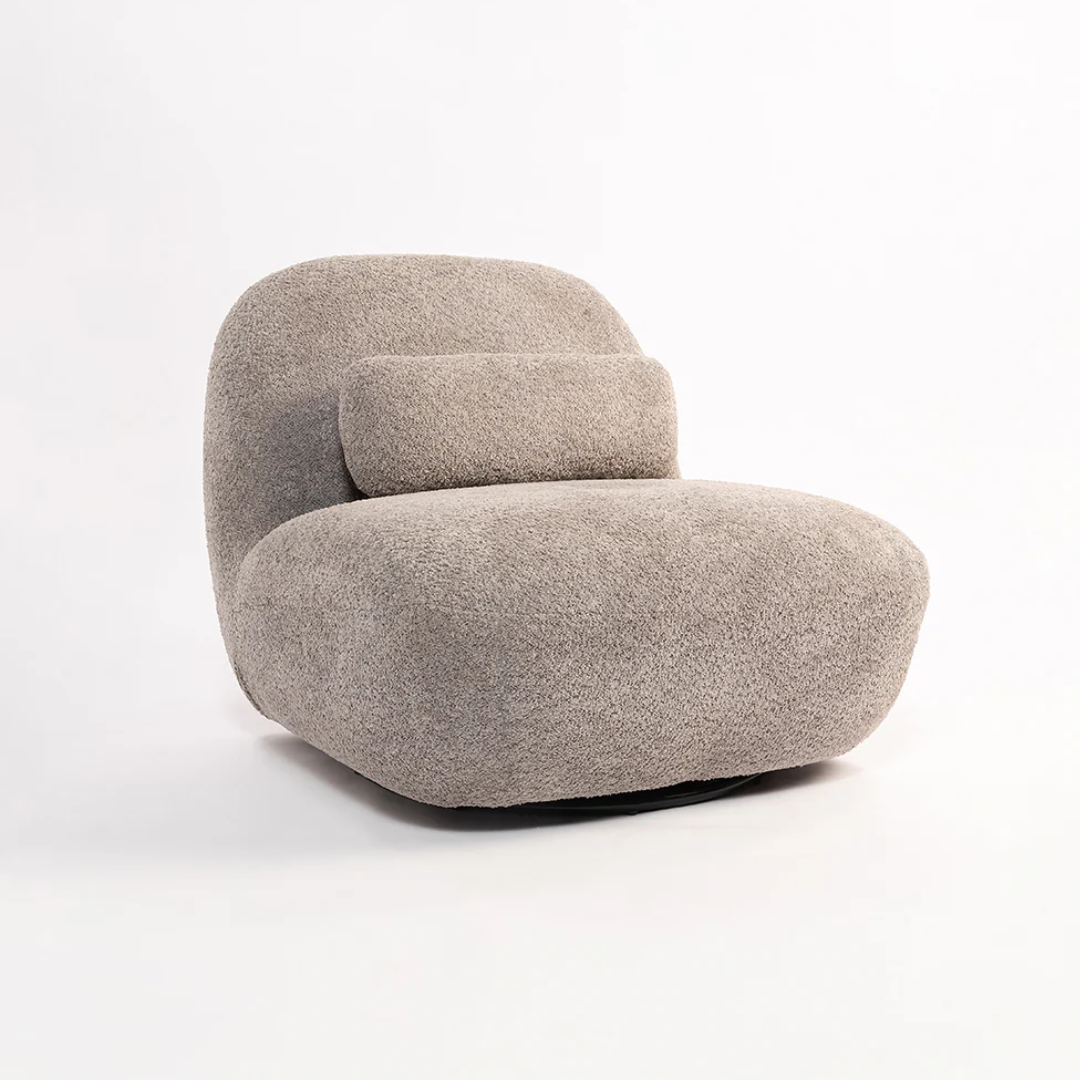 Luna Bouclé Swivel Chair - Grey
