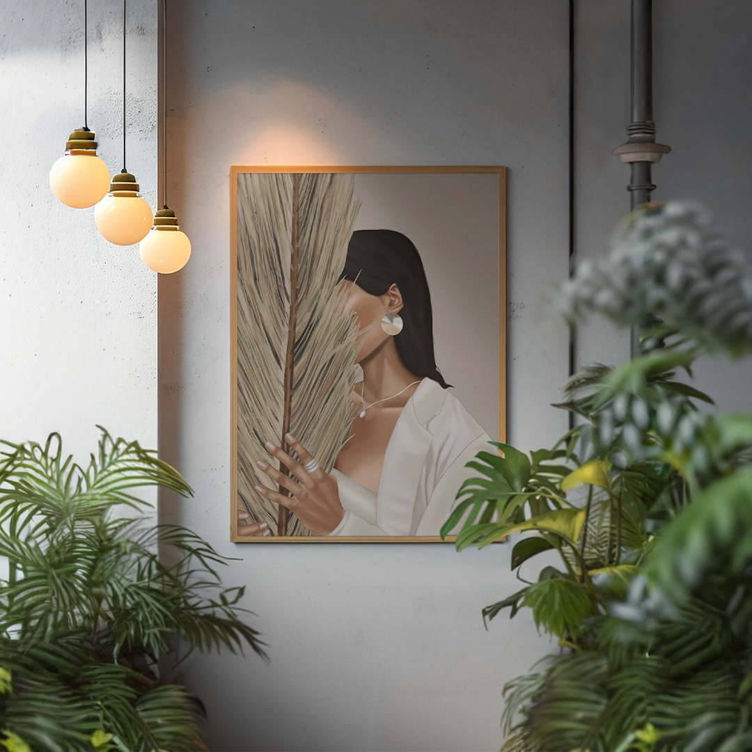 Veiled Grace Digital Wall Painting