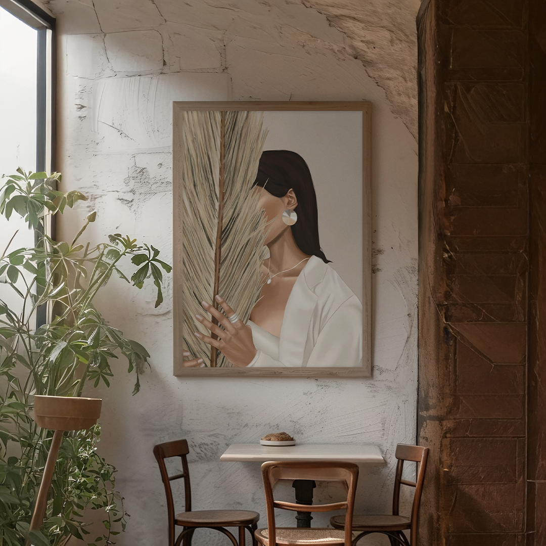 Veiled Grace Digital Wall Painting