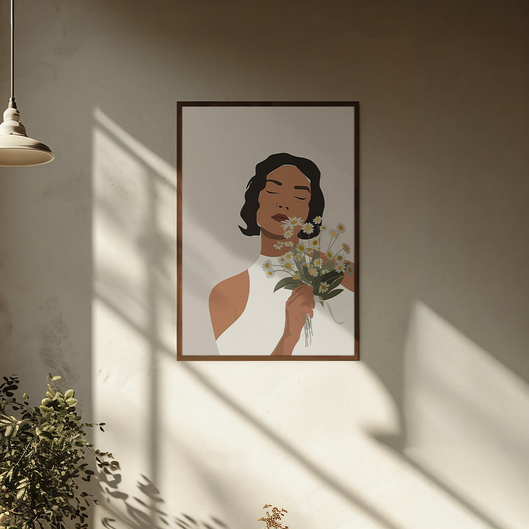 The Daisy Embrace Digital Wall Painting