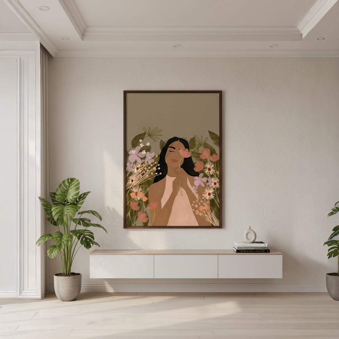 Petal Poise Digital Wall Painting