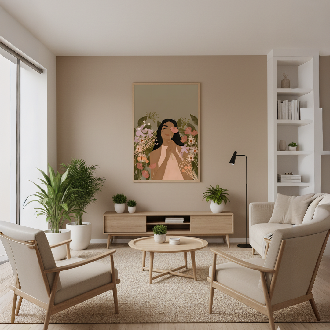 Petal Poise Digital Wall Painting