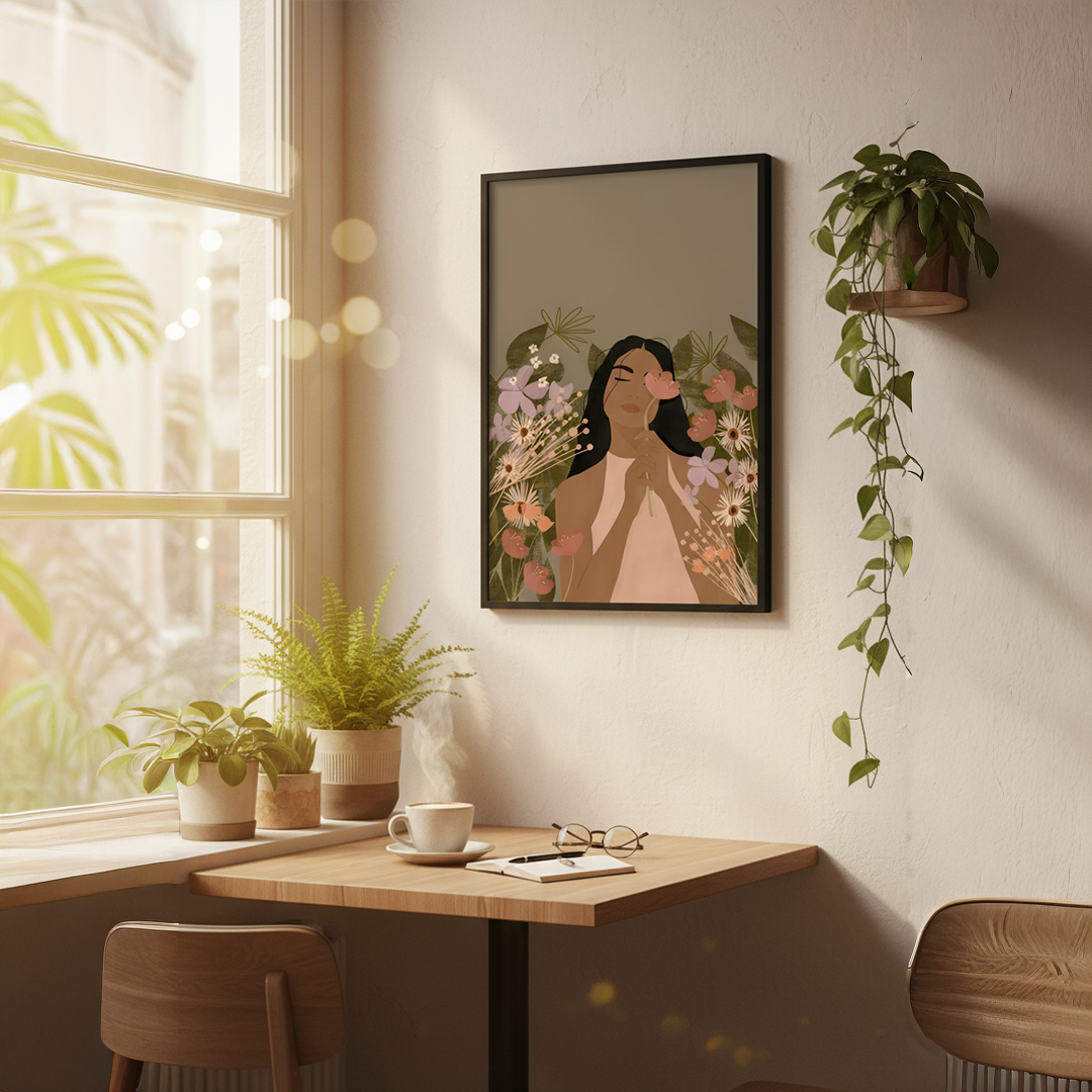 Petal Poise Digital Wall Painting