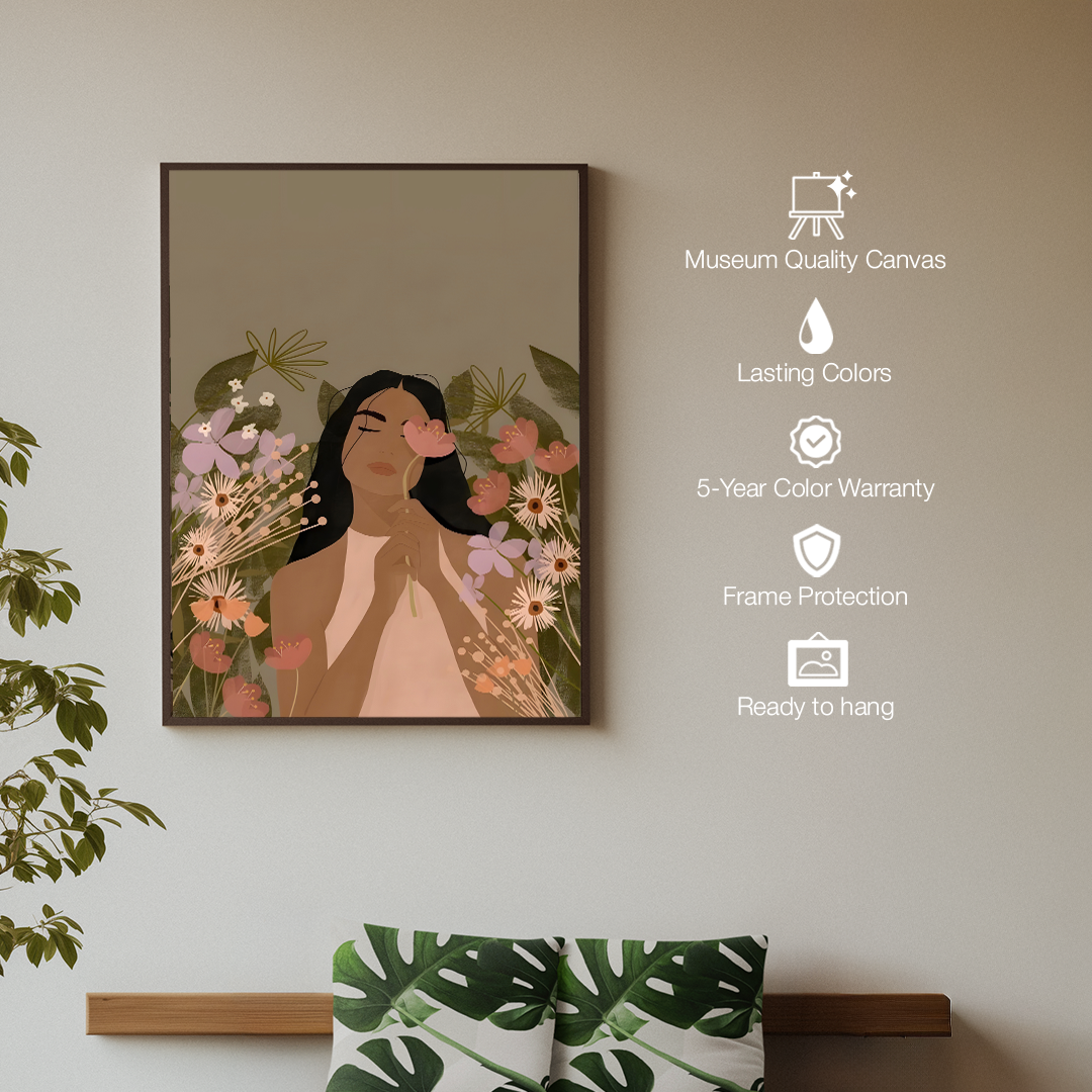 Petal Poise Digital Wall Painting