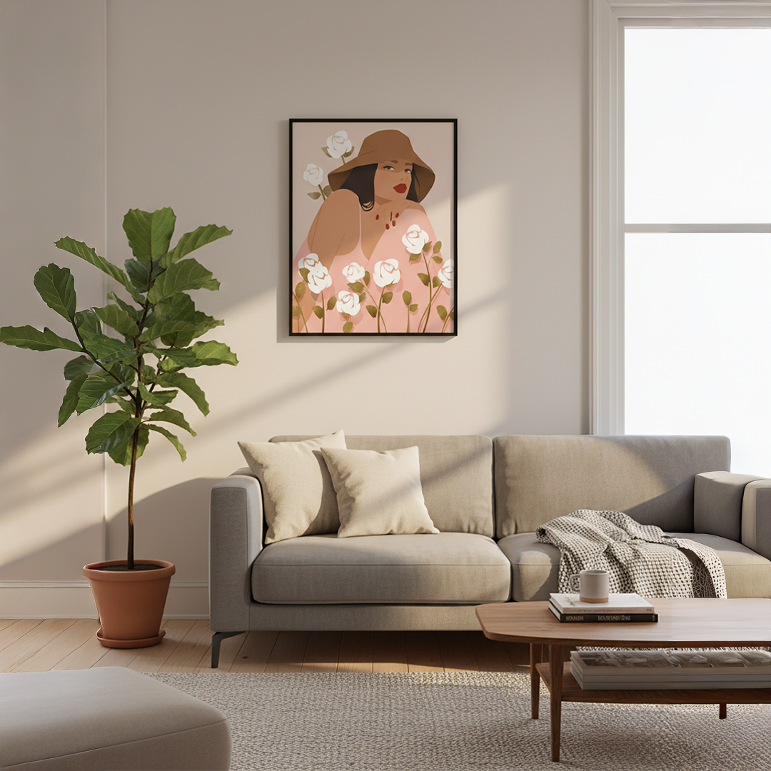 Modern Feminine Flora Digital Wall Painting
