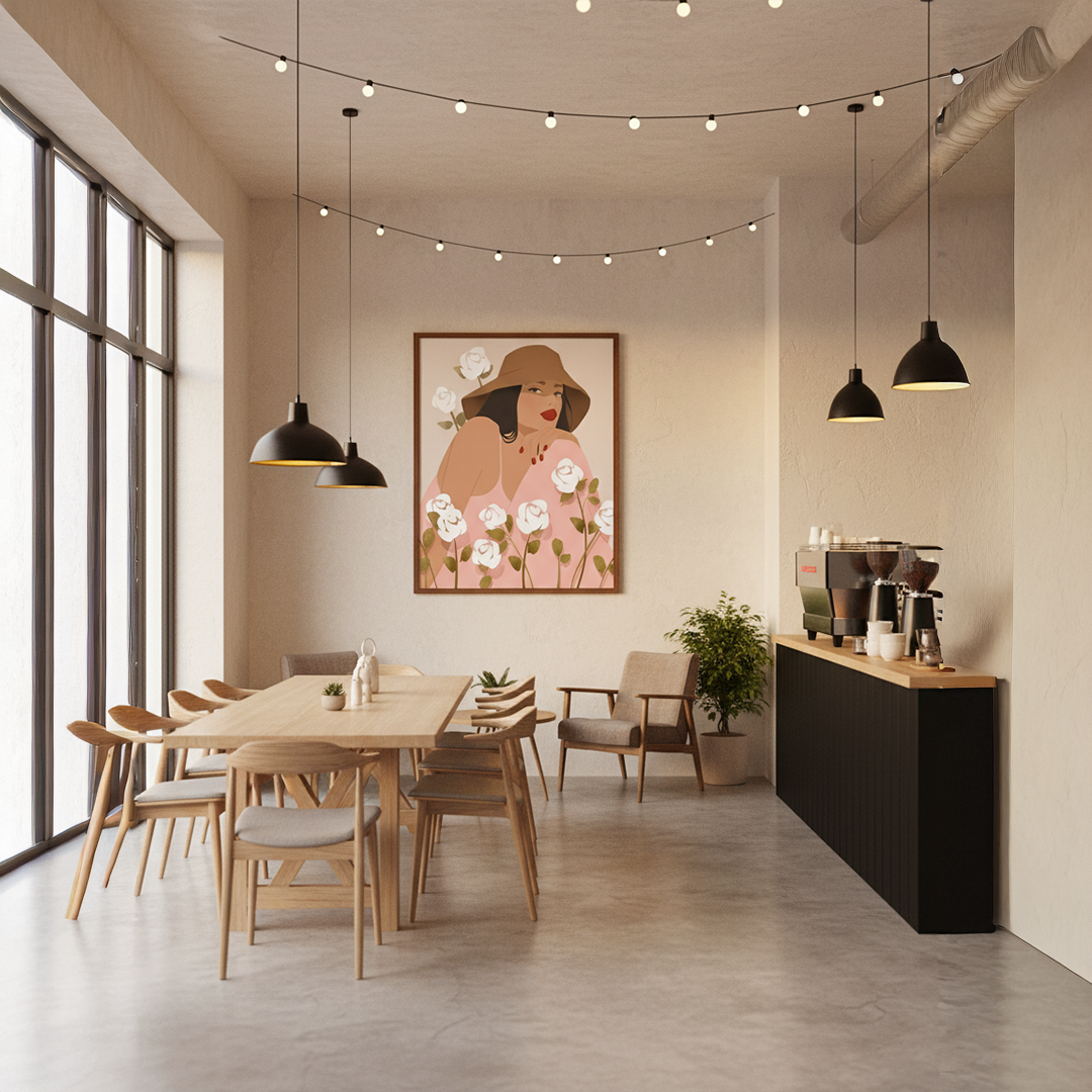 Modern Feminine Flora Digital Wall Painting