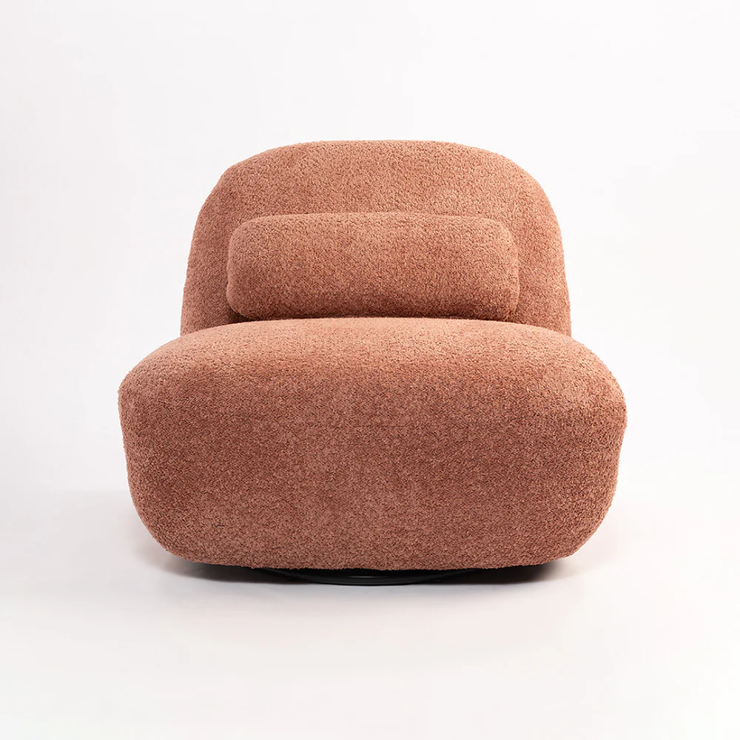 Luna Bouclé Swivel Chair - Dust Rose