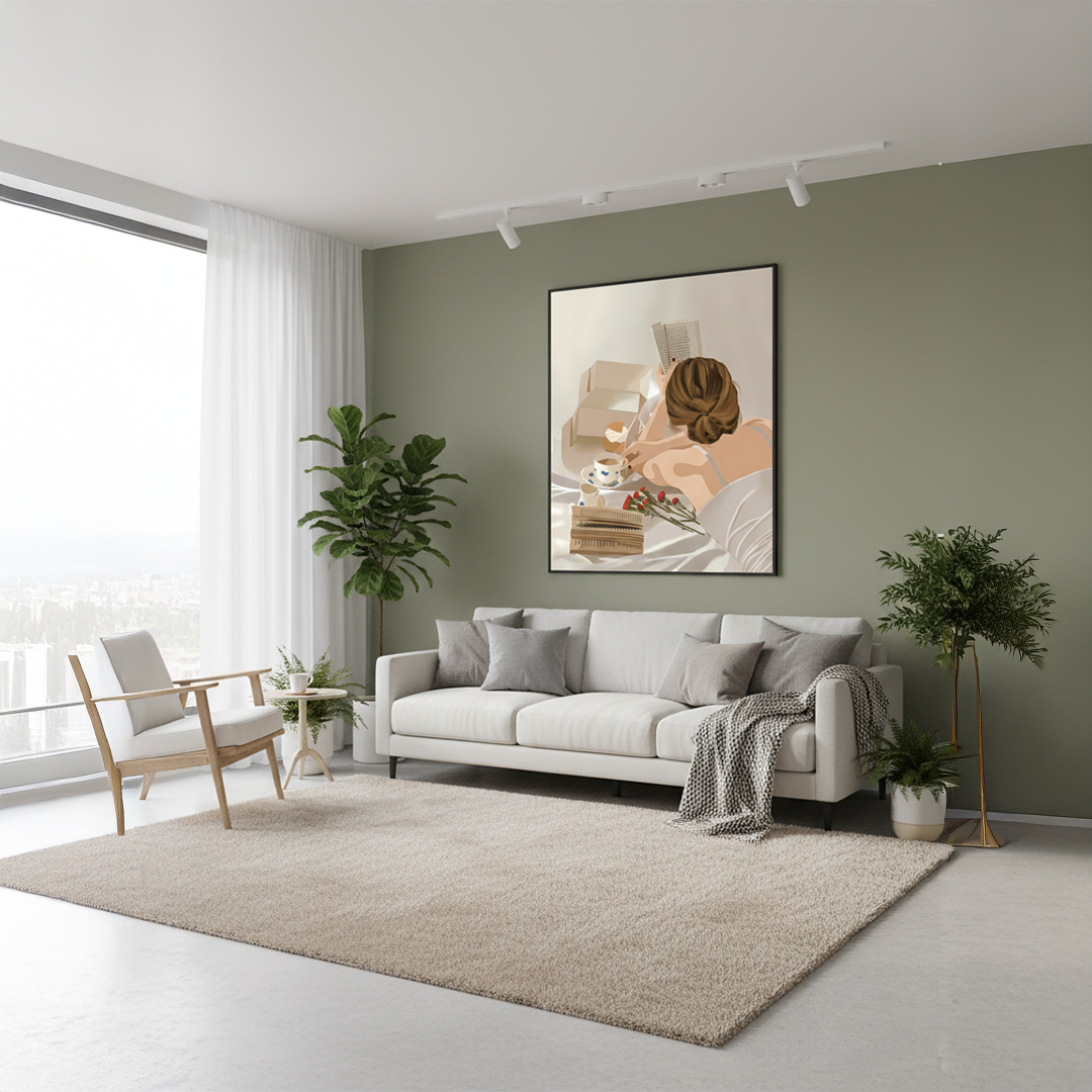 Morning Reading Digital Wall Painting