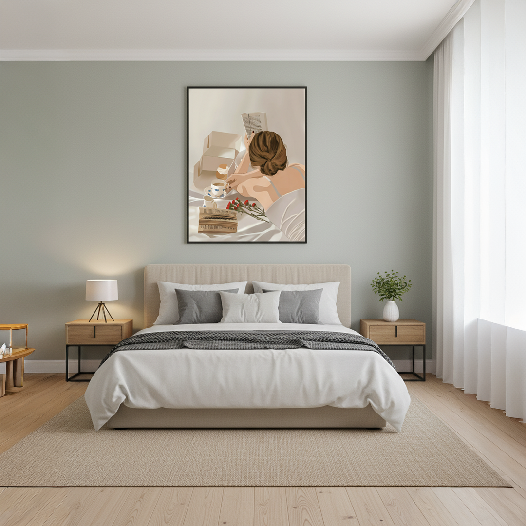 Morning Reading Digital Wall Painting