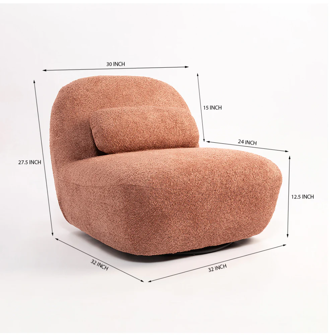 Luna Bouclé Swivel Chair - Dust Rose