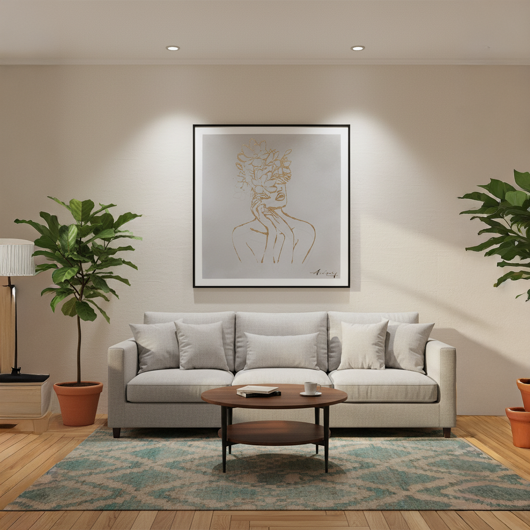 Golden Serenity Handmade Textured Wall Painting