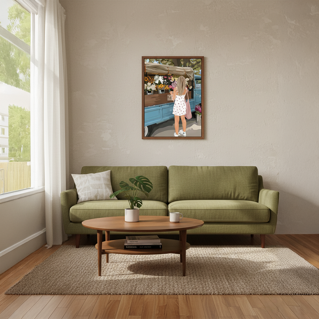 Flower Market Stop Digital Wall Painting