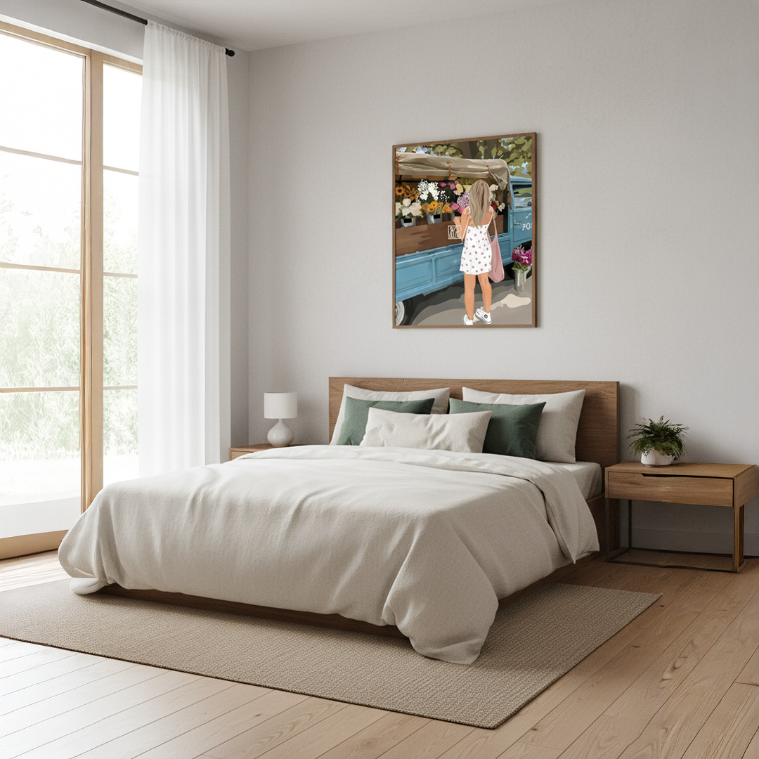 Flower Market Stop Digital Wall Painting