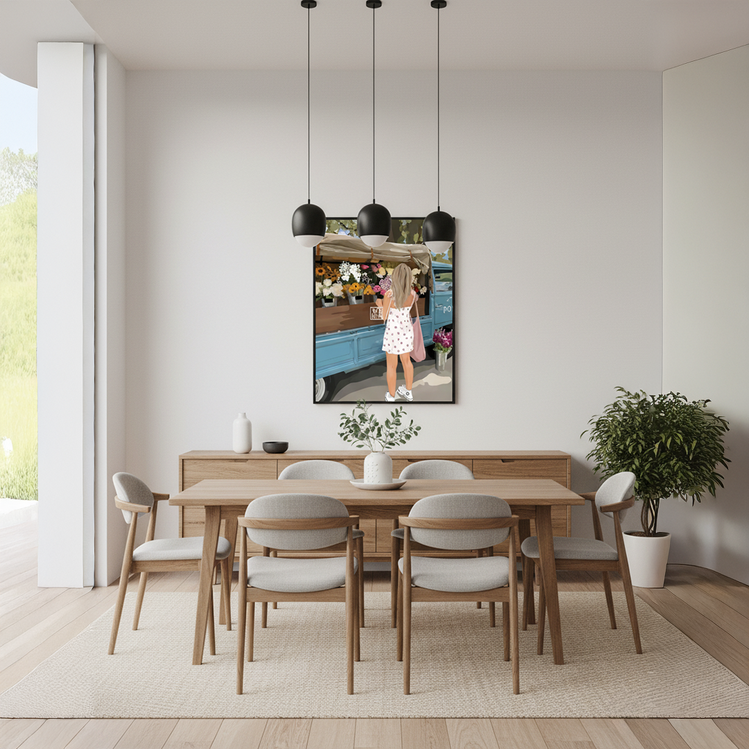 Flower Market Stop Digital Wall Painting