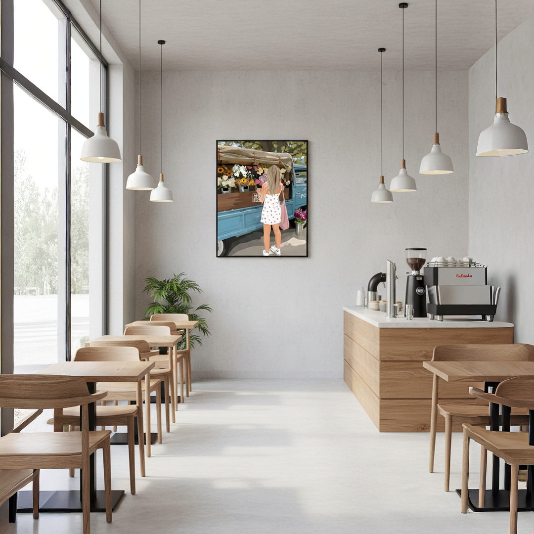 Flower Market Stop Digital Wall Painting