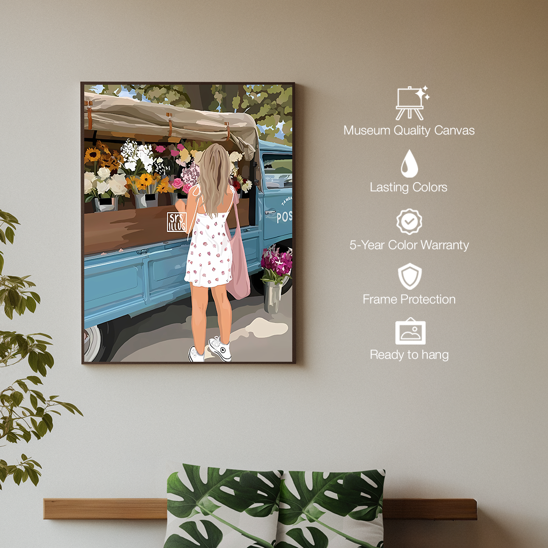 Flower Market Stop Digital Wall Painting