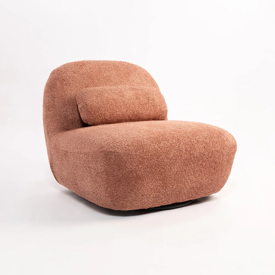 Luna Bouclé Swivel Chair - Dust Rose