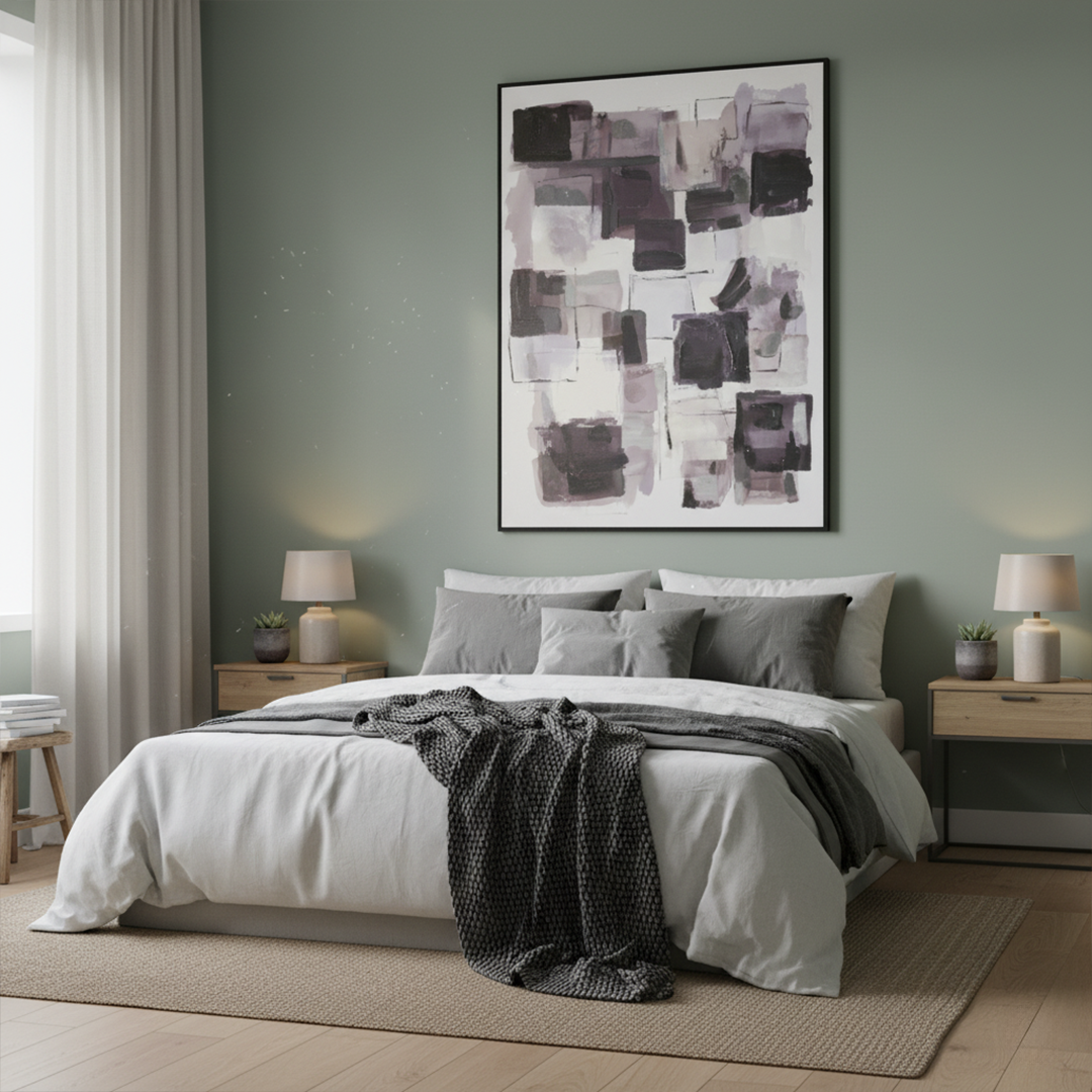 Amethyst Grid Handmade Textured Wall Painting