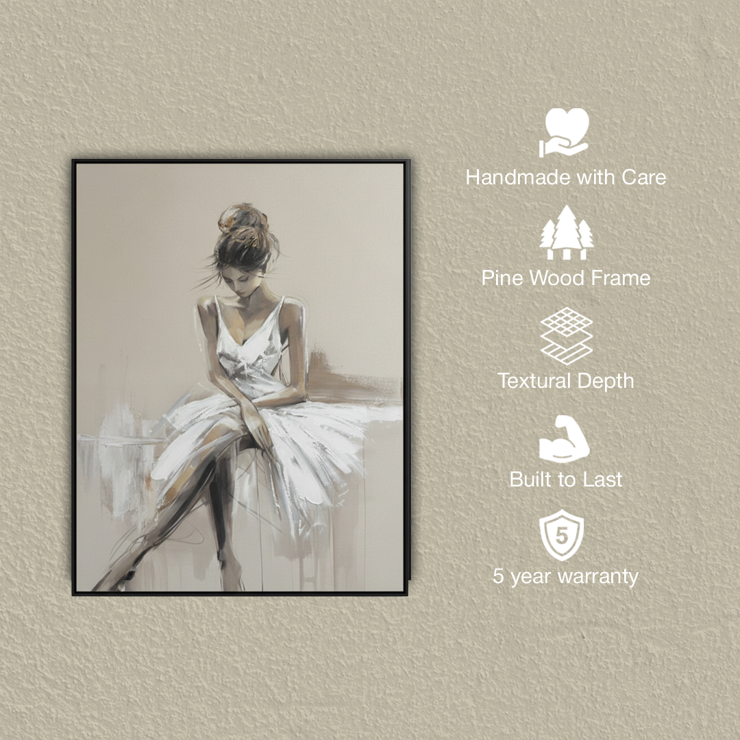 Elan Noire Ballerina Handmade Textured Wall Painting