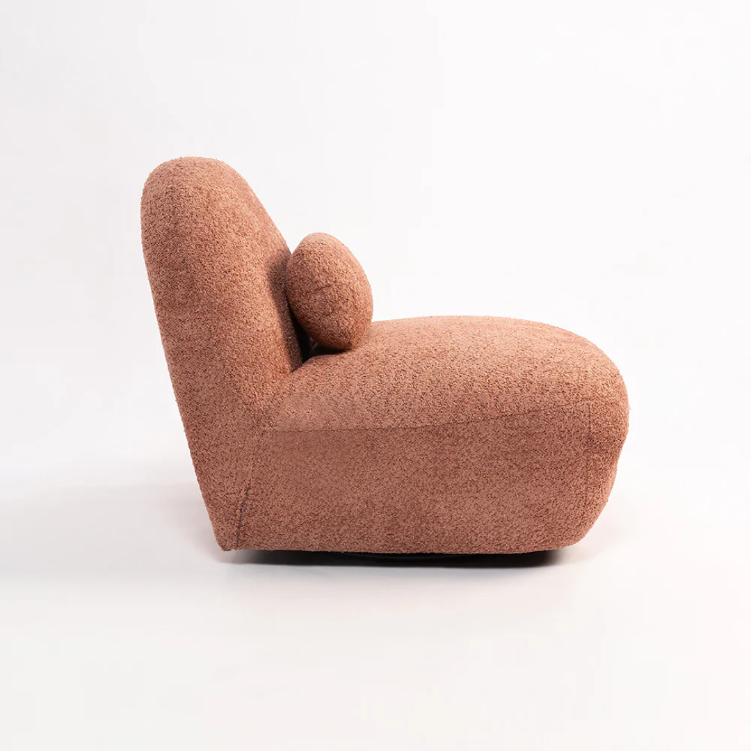 Luna Bouclé Swivel Chair - Dust Rose
