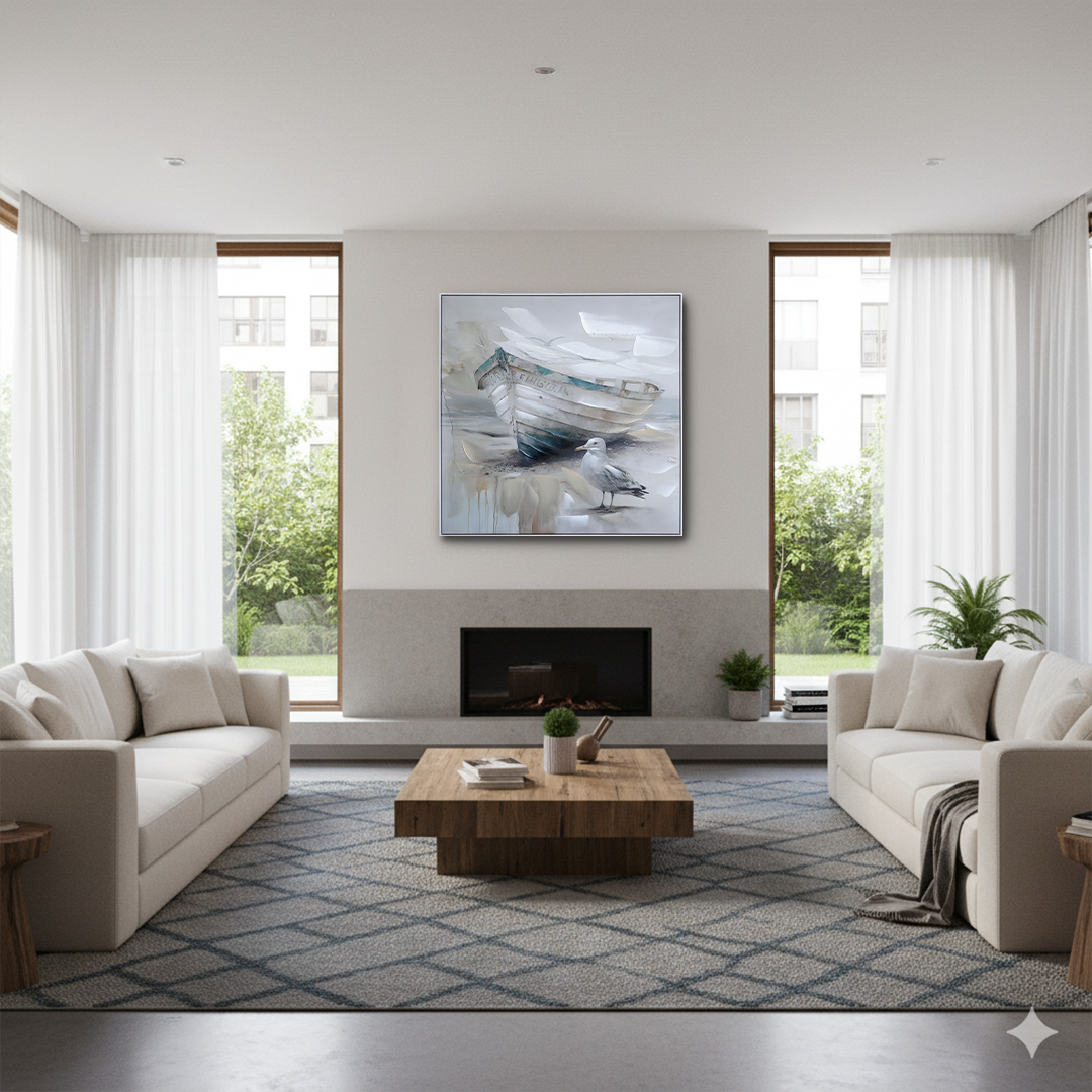 Tranquil Shore Handmade Textured Wall Painting