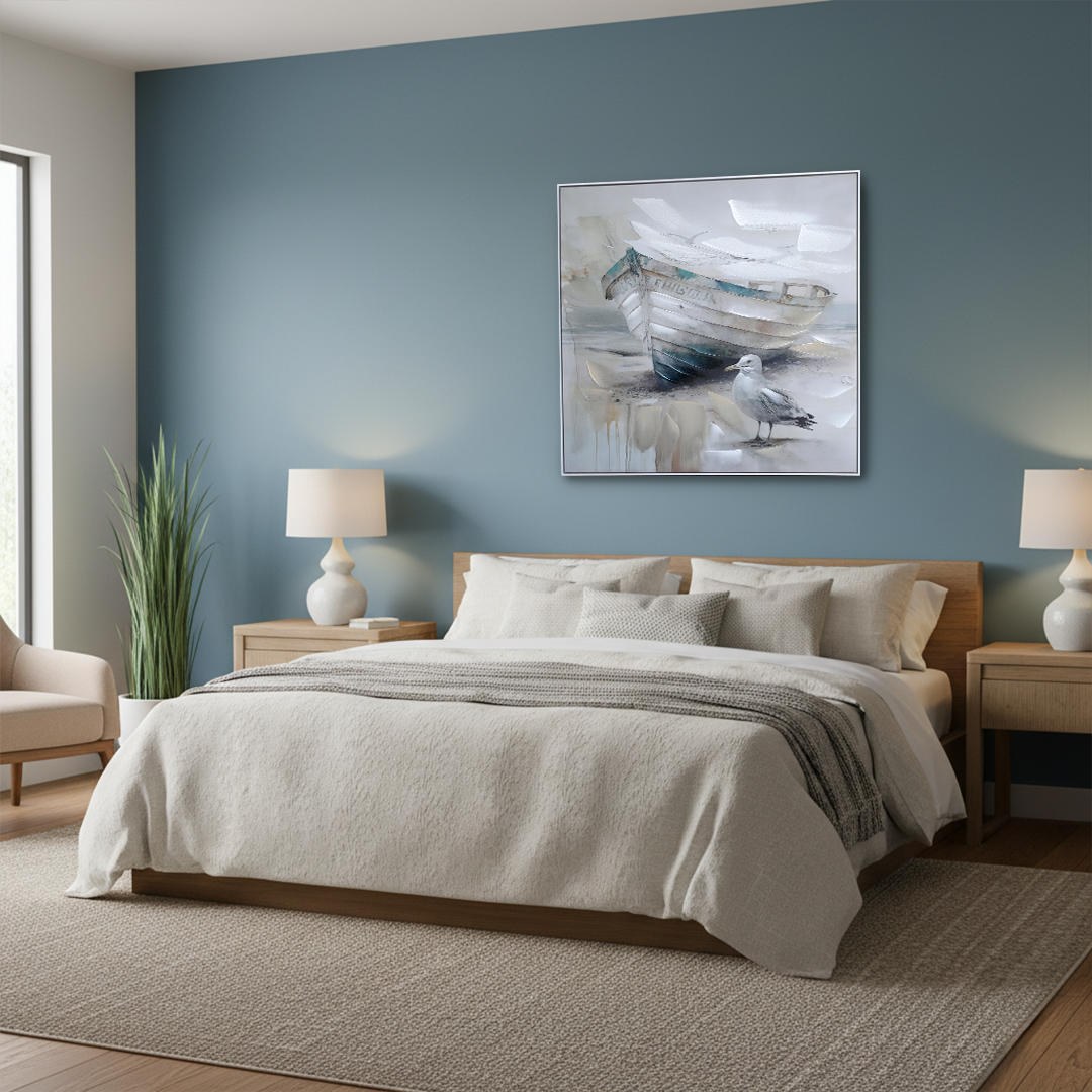 Tranquil Shore Handmade Textured Wall Painting