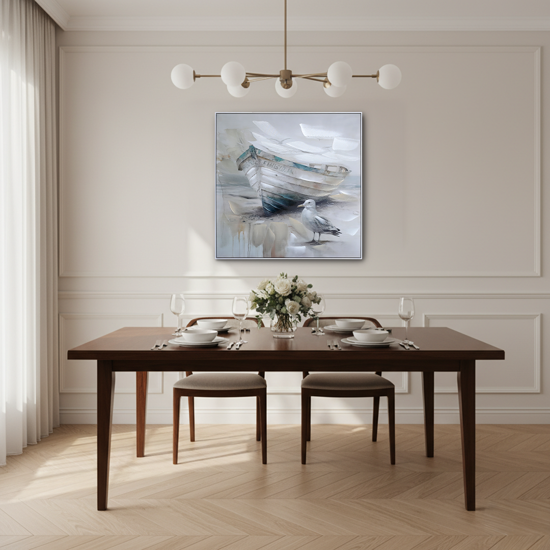 Tranquil Shore Handmade Textured Wall Painting