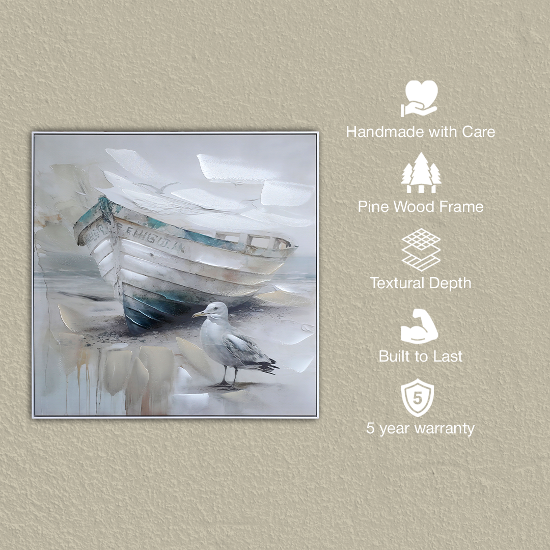 Tranquil Shore Handmade Textured Wall Painting