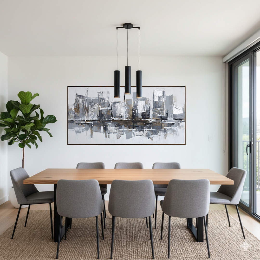 Obsidian Horizon Handmade Textured Wall Painting