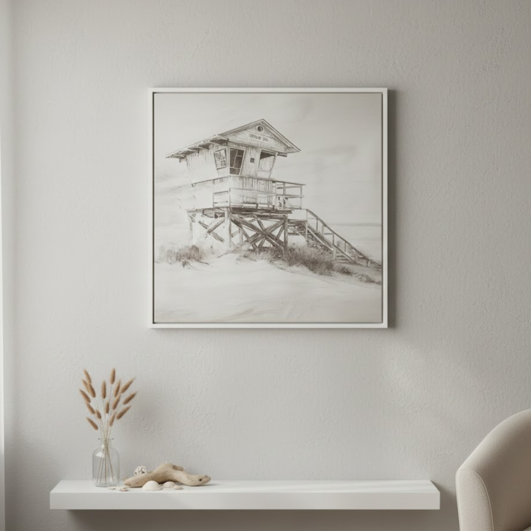 Shoreline Sentinel Handmade Textured Wall Painting