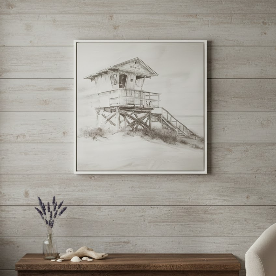 Shoreline Sentinel Handmade Textured Wall Painting